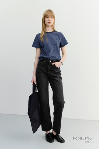 ESSENTIAL STRIPE LOGO T-SHIRT BLUE NAVY STRIPE