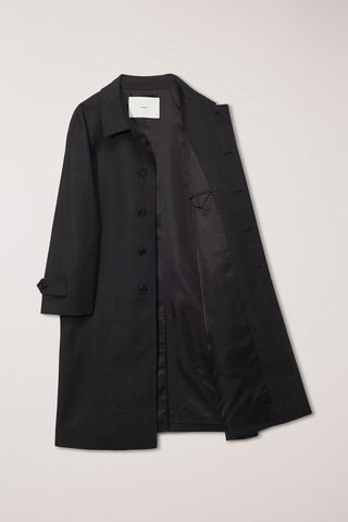 UNISEX H-LINE WOOL MAC COAT BROWN CHECK