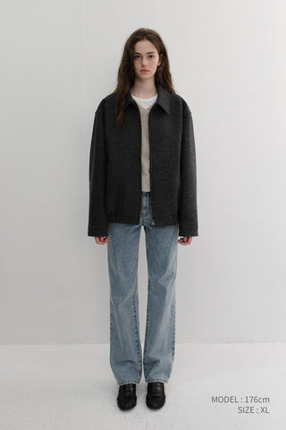 UNISEX COLLARED WOOL BLOUSON CHARCOAL GREY