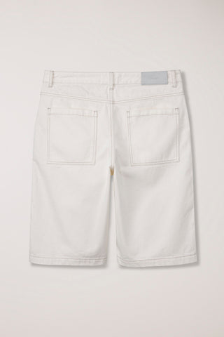 PLEATED BERMUDA DENIM SHORTS CREAM