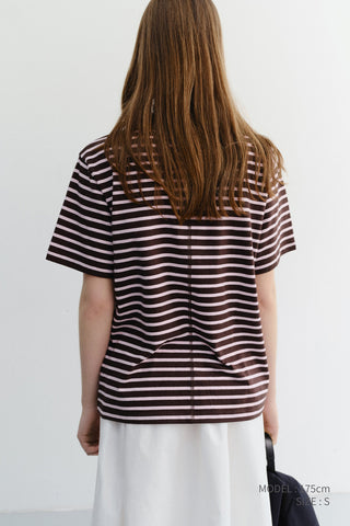 UNISEX STRIPED T-SHIRT BROWN PINK