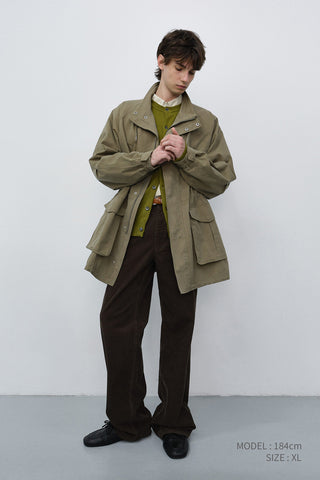 UNISEX CREWNECK KNIT CARDIGAN OLIVE GREEN