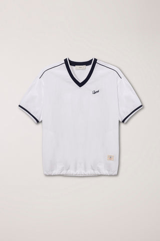 UNISEX V-NECK WOVEN TOP WHITE