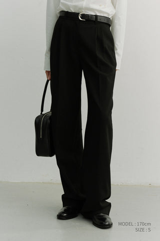 DOUBLE PLEATED SLACKS BLACK