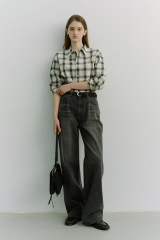 UNISEX 2-WAY OVERSIZED CHECKED SHIRT BLACK OMBRE CHECK