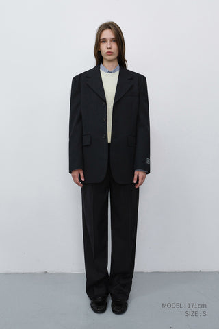 UNISEX REFINED MASCULINE WOOL BLAZER BLACK