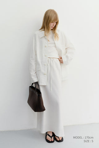 LINEN MAXI SKIRT WHITE