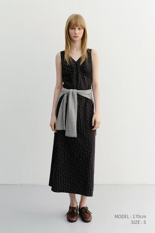 SLEEVELESS PATTERNED DRESS BLACK