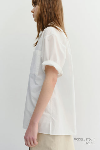 UNISEX OPEN COLLARED STRIPED SHIRT WHITE