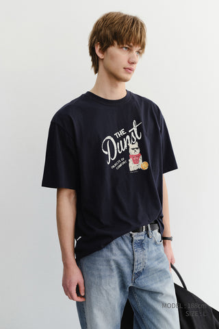 UNISEX DRAWING PUPPY T-SHIRT FRENCH NAVY