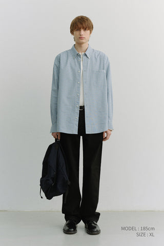 UNISEX OVERSIZED BD CHECKED SHIRT SOFT BLUE CHECK
