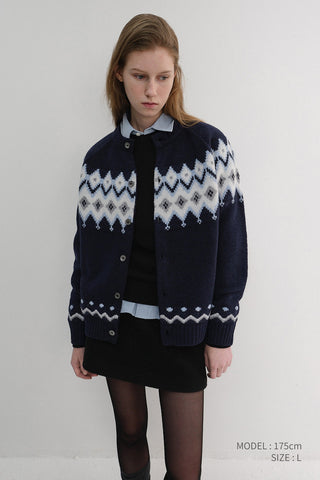 UNISEX CHUNKY PATTERN CARDIGAN NAVY