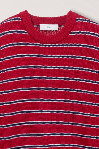 UNISEX STRIPED CHUNKY SWEATER RED