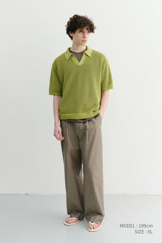 UNISEX CHUNKY POLO KNIT OLIVE