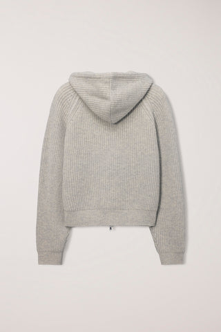 UNISEX HOODED KNIT CARDIGAN LIGHT MELANGE GREY