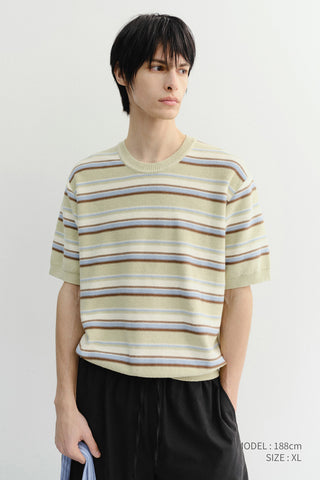 UNISEX STRIPED CREWNECK KNIT MINT CREAM