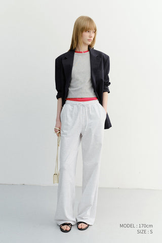 CROPPED SLIM TOP MELANGE GREY