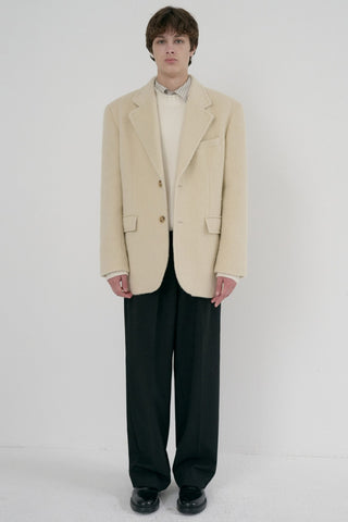 UNISEX ALPACA BLAZER COAT BUTTER BEIGE