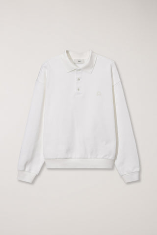 UNISEX LEATHER LOGO COLLARED T-SHIRT WHITE