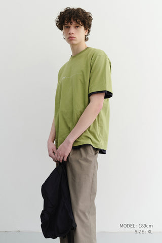UNISEX MINIMAL LETTERING T-SHIRT OLIVE GREEN