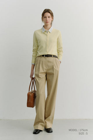 DOUBLE PLEATED CHINO SLACKS BEIGE