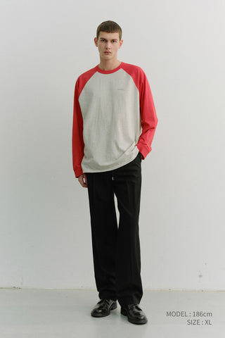 UNISEX RAGLAN T-SHIRT RED OATMEAL MELANGE