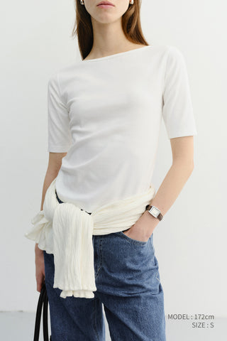 ESSENTIAL BOAT NECK T-SHIRT OFF WHITE
