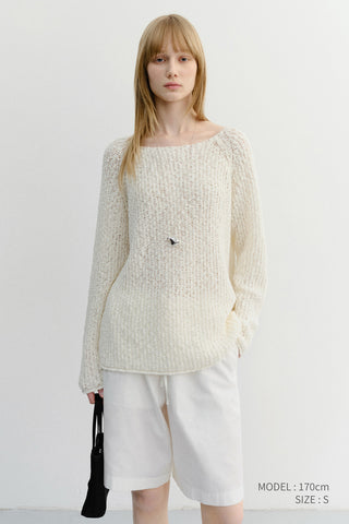 CROCHET CREWNECK KNIT IVORY