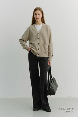UNISEX BOYFRIEND KNIT CARDIGAN OATMEAL BEIGE