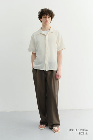 OPEN COLLARED CROCHET SHIRT CREAM