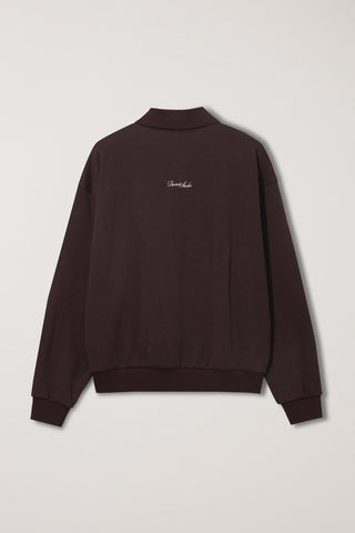 UNISEX LEATHER LOGO COLLARED T-SHIRT BROWN