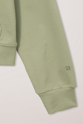 UNISEX CROPPED ZIP-UP HOODIE OLIVE
