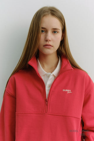 UNISEX RELAXED HALF ZIP-UP SWEATSHIRT RED