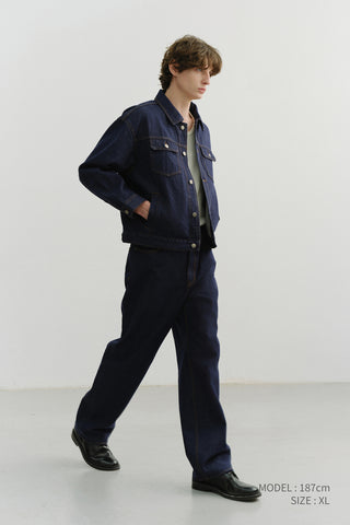 UNISEX DENIM TRUCKER JACKET INDIGO NAVY