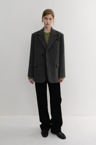 UNISEX LAYERED CASHMERE BLAZER CHARCOAL GREY