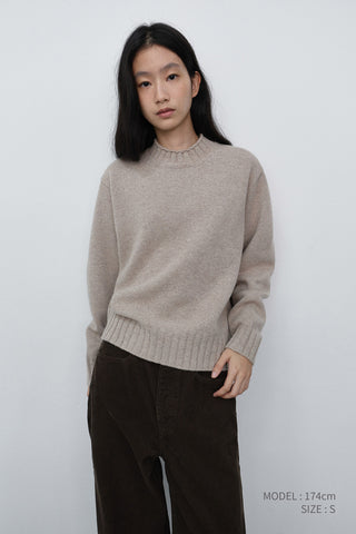 UNISEX CHUNKY ROLL NECK SWEATER LIGHT PEBBLE