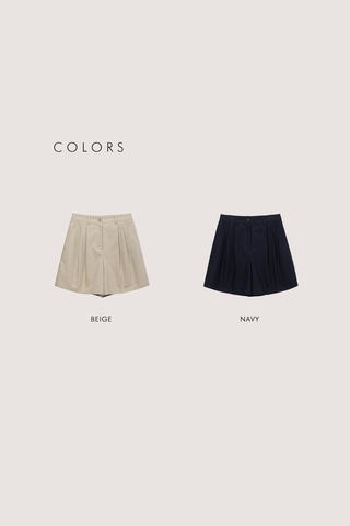 DOUBLE PLEATED BERMUDA SHORTS BEIGE