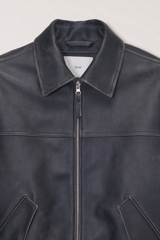 UNISEX REFINED LEATHER BLOUSON BRUSHED BLACK