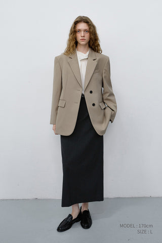 ESSENTIAL 2 BUTTON WOOL BLAZER SAND BEIGE