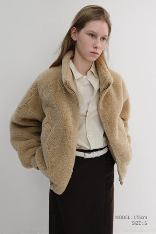 UNISEX BOA FLEECE BLOUSON CAMEL BEIGE