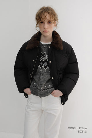 UNISEX COLLARED GOOSE DOWN JACKET BLACK
