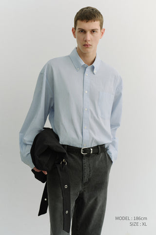 UNISEX OVERSIZED BD STRIPED SHIRT BLUE GREY STRIPE