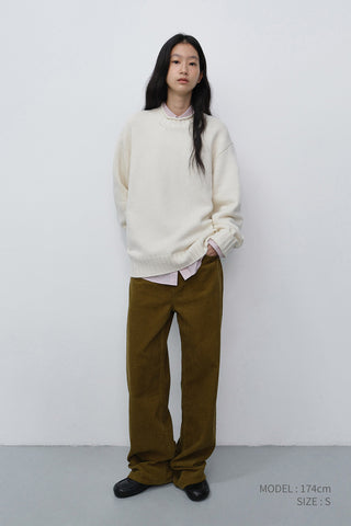 90S WIDE CORDUROY JEANS OLIVE GREEN