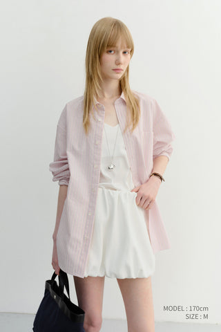 UNISEX CLASSIC STRIPED BD OVERSHIRT SOFT PINK