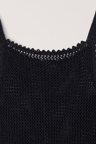 CROCHET BUSTIER KNIT TOP BLACK