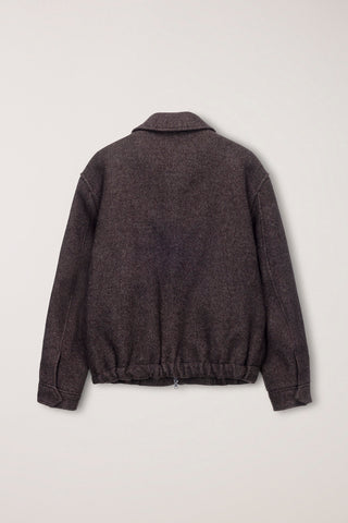 UNISEX COLLARED WOOL BLOUSON BROWN MELANGE