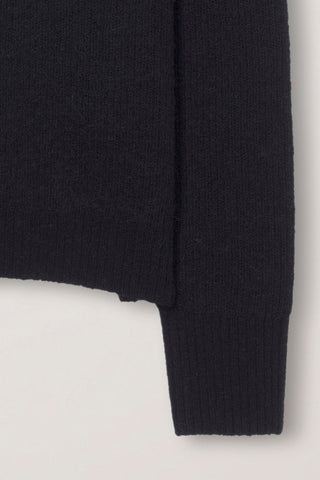 UNISEX HAIRY COLLARED SWEATER BLACK