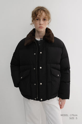 UNISEX COLLARED GOOSE DOWN JACKET BLACK