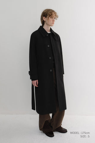 UNISEX BELTED CASHMERE MAC COAT BLACK