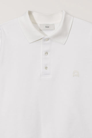 UNISEX LEATHER LOGO COLLARED T-SHIRT WHITE